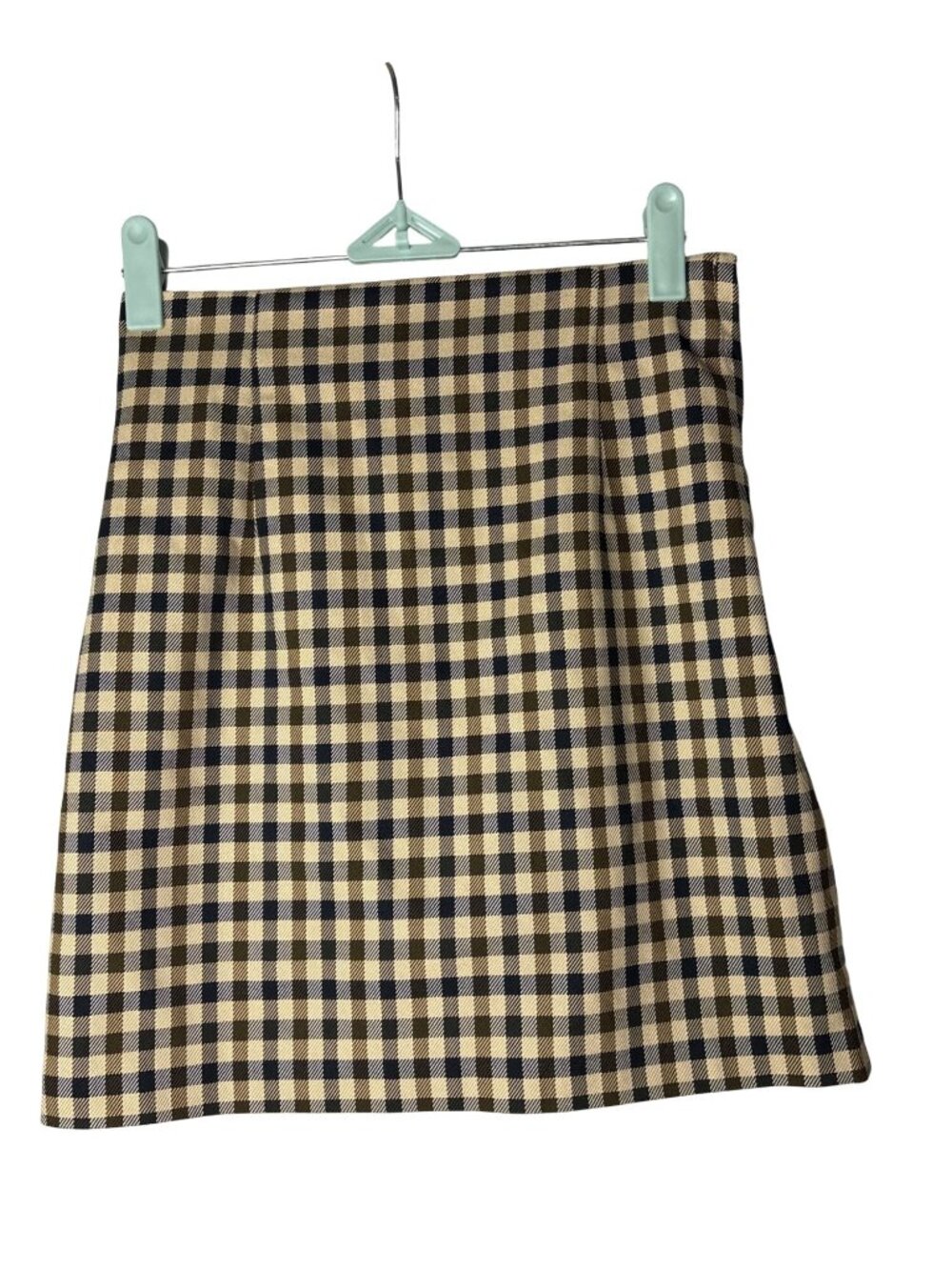 H&M Straight High Waisted Mini Skirt 0 Plaid Neutral Brown Black Academia New